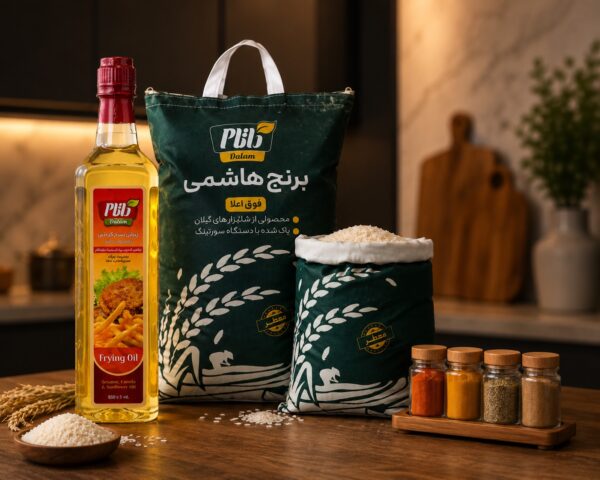 روغن سرخ کردنی و پخت و پز کنجد کانولا و آفتابگردان (بسته 12 تایی ) +پک 5 کیلویی برنج هاشمی+پک ادویه